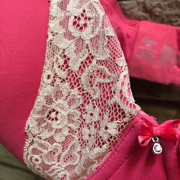 Soma Embraceable Full Coverage Lace Trim Bra Underwire Hot Pink 42D - Picture 4 of 8